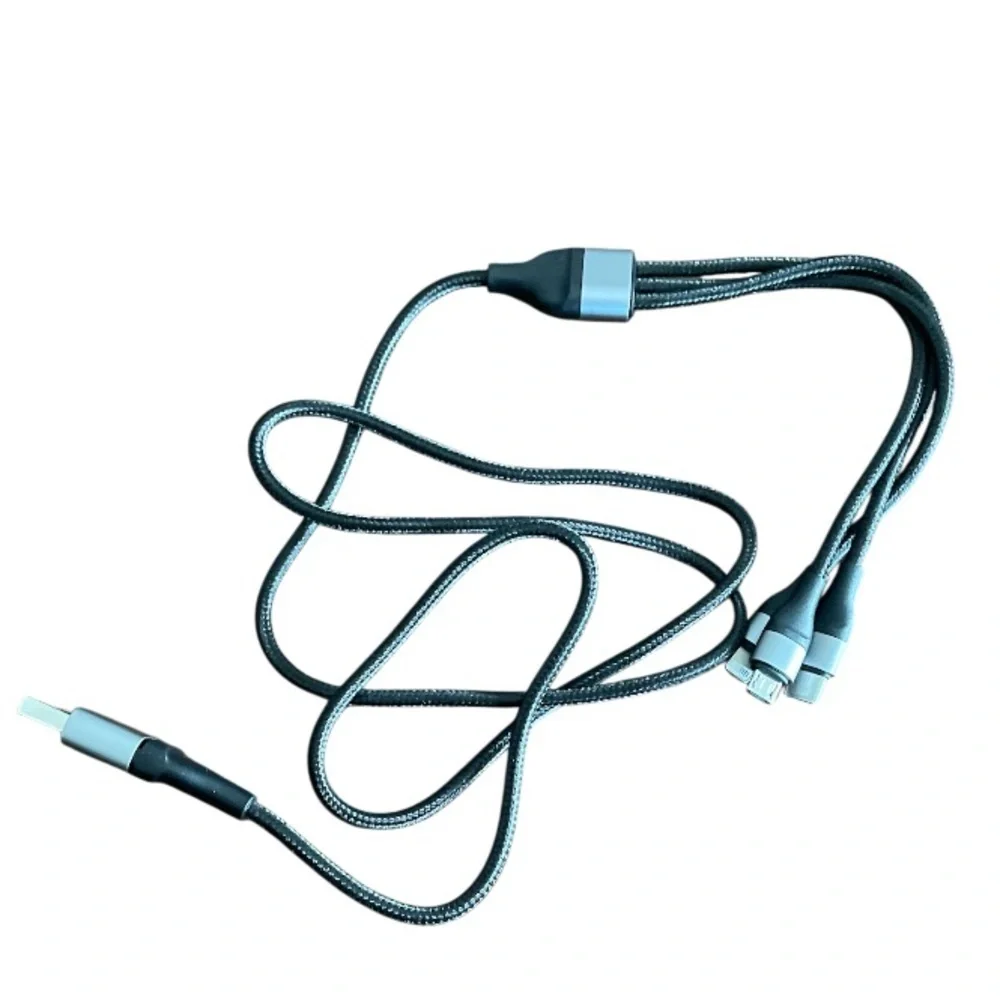 3-in-1 multi-charging cable with a braided nylon exterior.